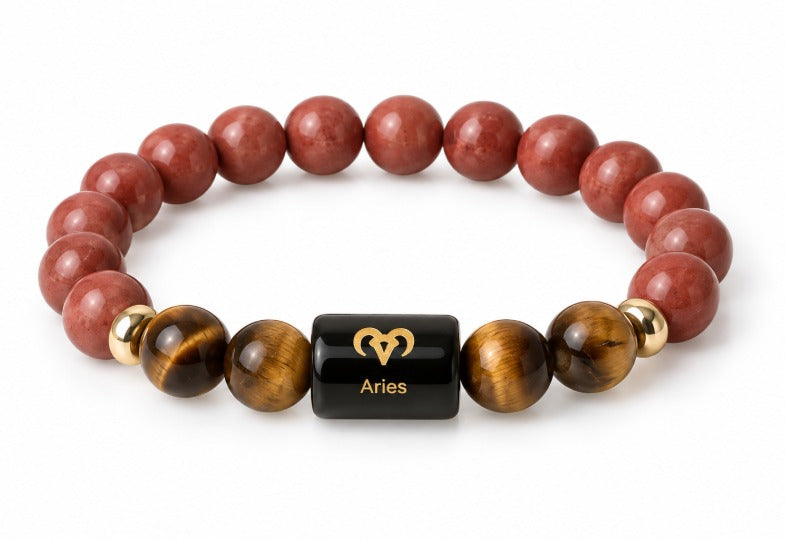 Aries Zodiac Bracelet - Red Jasper & Tiger Eye
