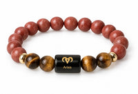 Aries Zodiac Bracelet - Red Jasper & Tiger Eye