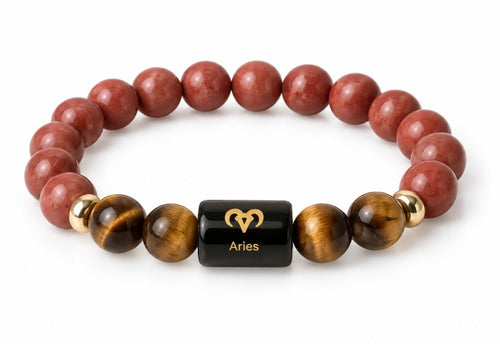 Aries Zodiac Bracelet - Red Jasper & Tiger Eye