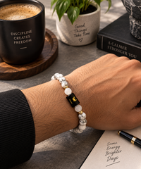 Cancer Zodiac Bracelet - Howlite & Milky Quartz