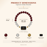 Capricorn Zodiac Bracelet - Garnet & Milky Quartz