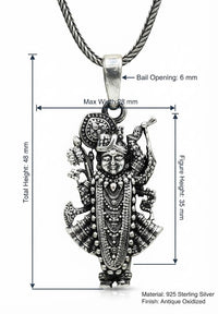 Lord Krishna Silver Pendant
