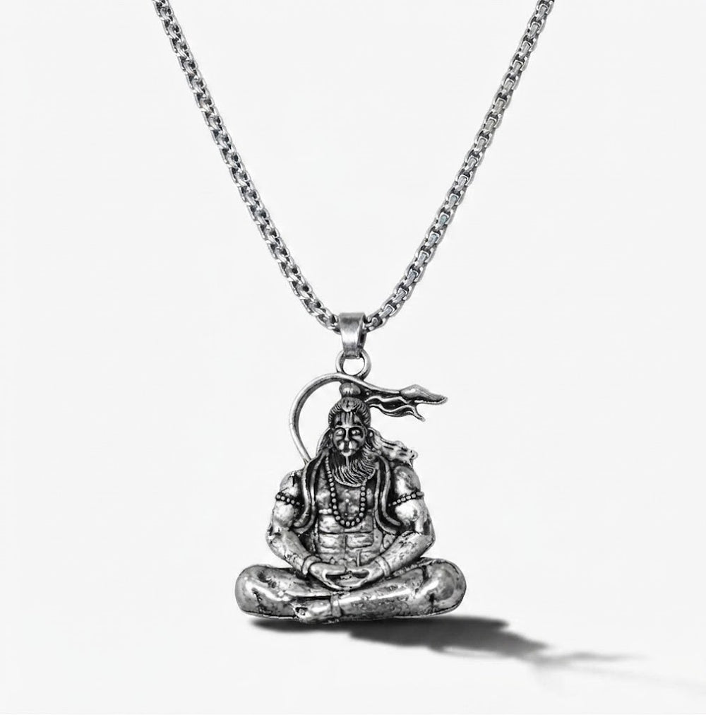 Hanuman Silver Locket With Chain