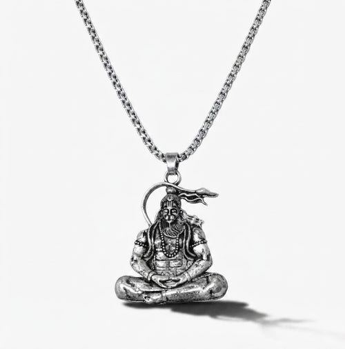 Hanuman Silver Locket With Chain