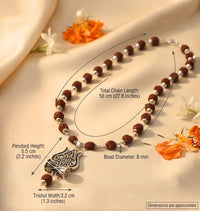 Silver Rudraksha Mala with Shiva Trisul Pendant