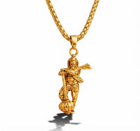 Golden Hanuman Gada Pendant with Chain
