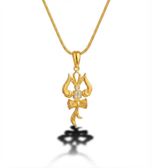Shiva Trishul and Damru Pendant with Chain