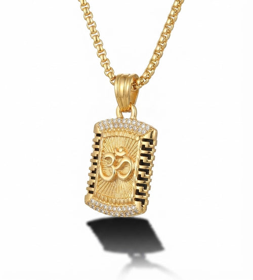 Golden Om Pendant with Chain