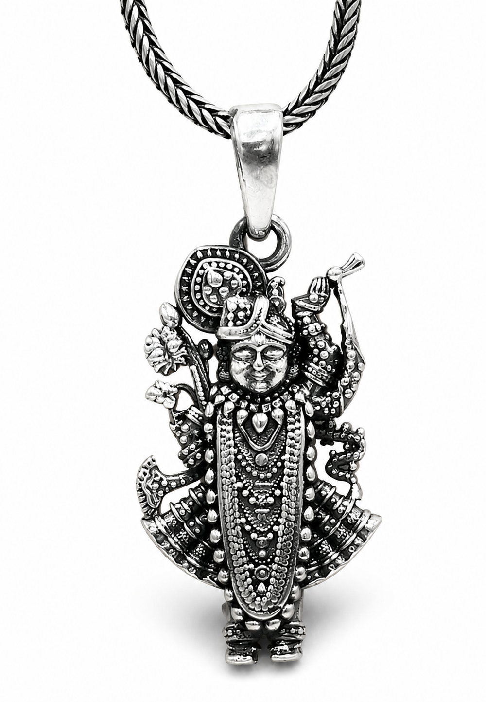 Lord Krishna Silver Pendant