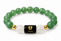 Gemini Zodiac Bracelet - Green Aventurine & Milky Quartz