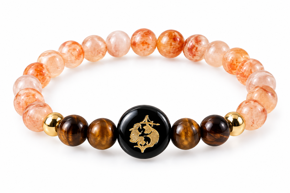 Capricorn Zodiac Bracelet - Garnet & Milky Quartz