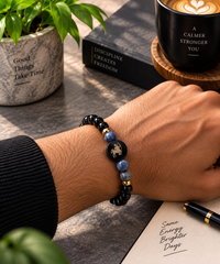 Sagittarius Zodiac Bracelet - Black Obsidian & Lapis Lazuli