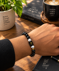 Scorpio Zodiac Bracelet - Black Obsidian & Milky Quartz