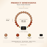 Taurus Zodiac Bracelet - Sunstone & Carnelian