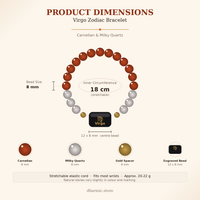 Virgo Zodiac Bracelet - Carnelian & Milky Quartz